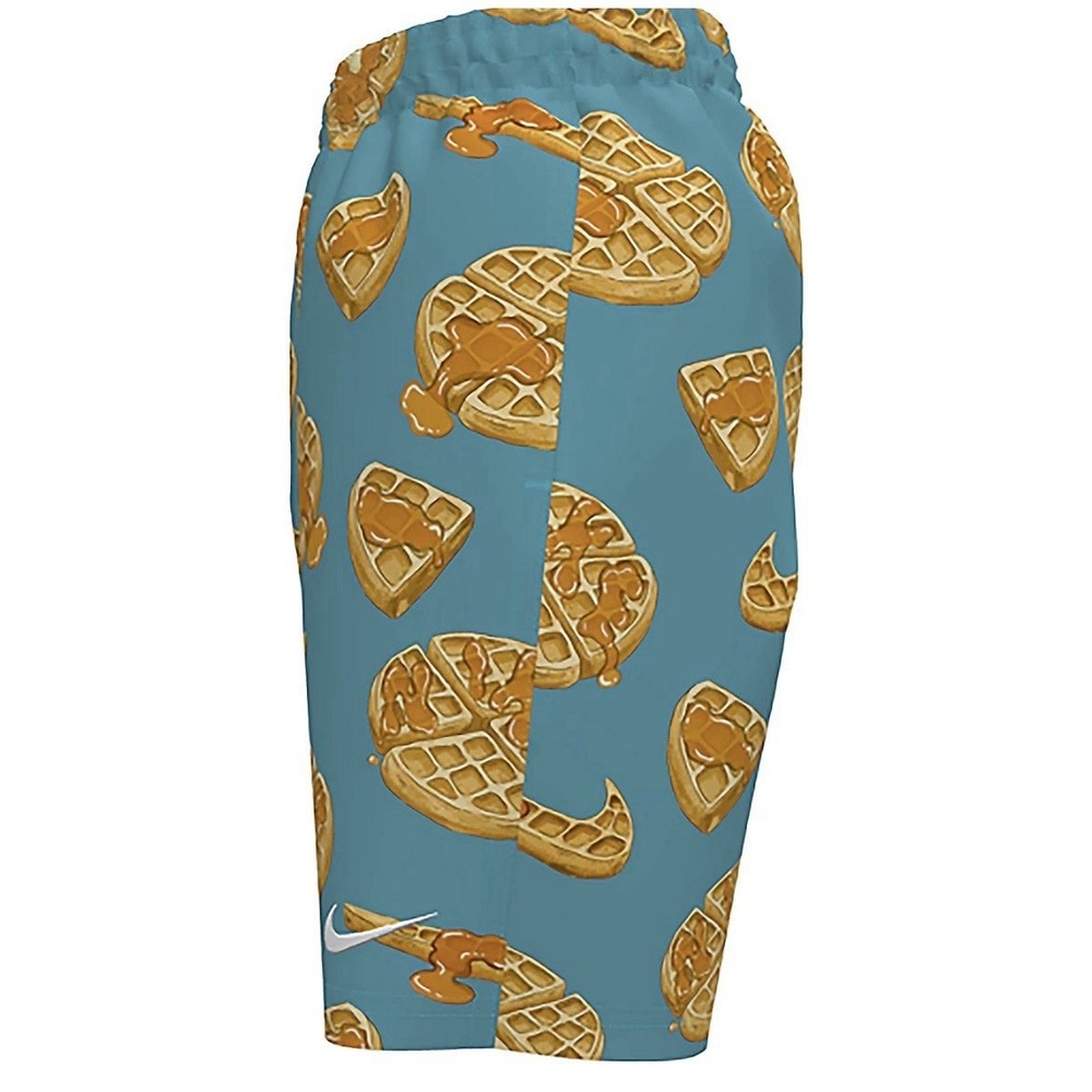 Nike Kids Boys Swim Trunks Size L Blue Waffle Print Elastic Waist - Picture 3 of 10